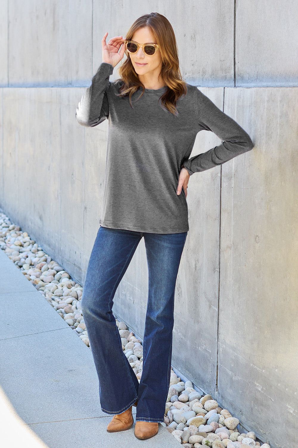Long Sleeve Crew Neck Tee Womens - Inspired Eye Boutique