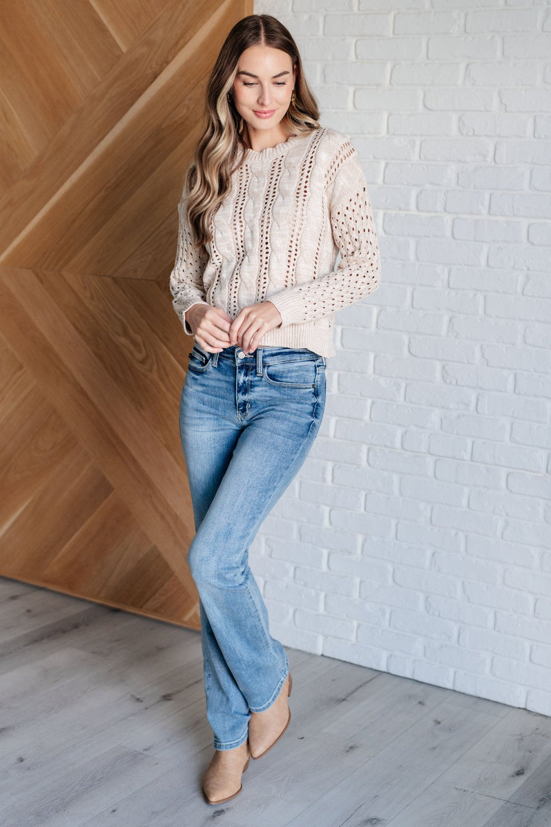 Beige Cable Knit Sweater - Inspired Eye Boutique