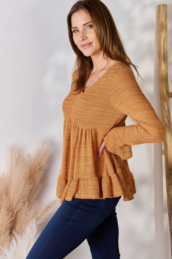Long Sleeve Babydoll Top - Bell Sleeves - Inspired Eye Boutique