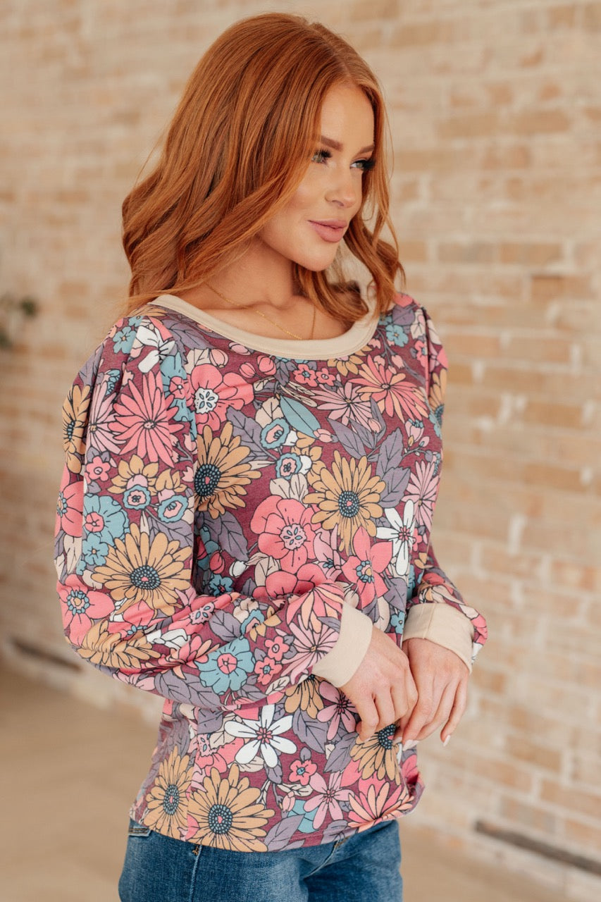 BiBi - Long Sleeve Floral Print Top - Inspired Eye Boutique