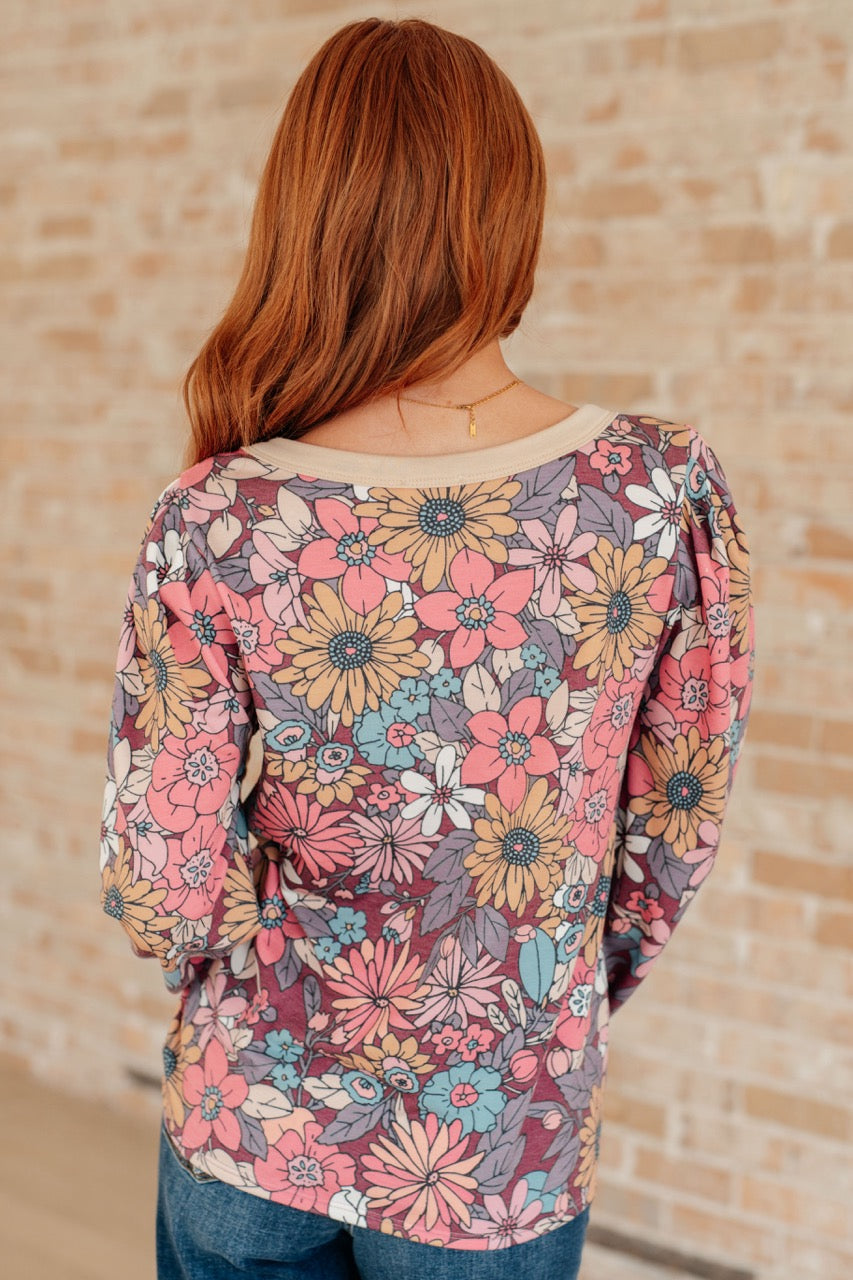 BiBi - Long Sleeve Floral Print Top - Inspired Eye Boutique