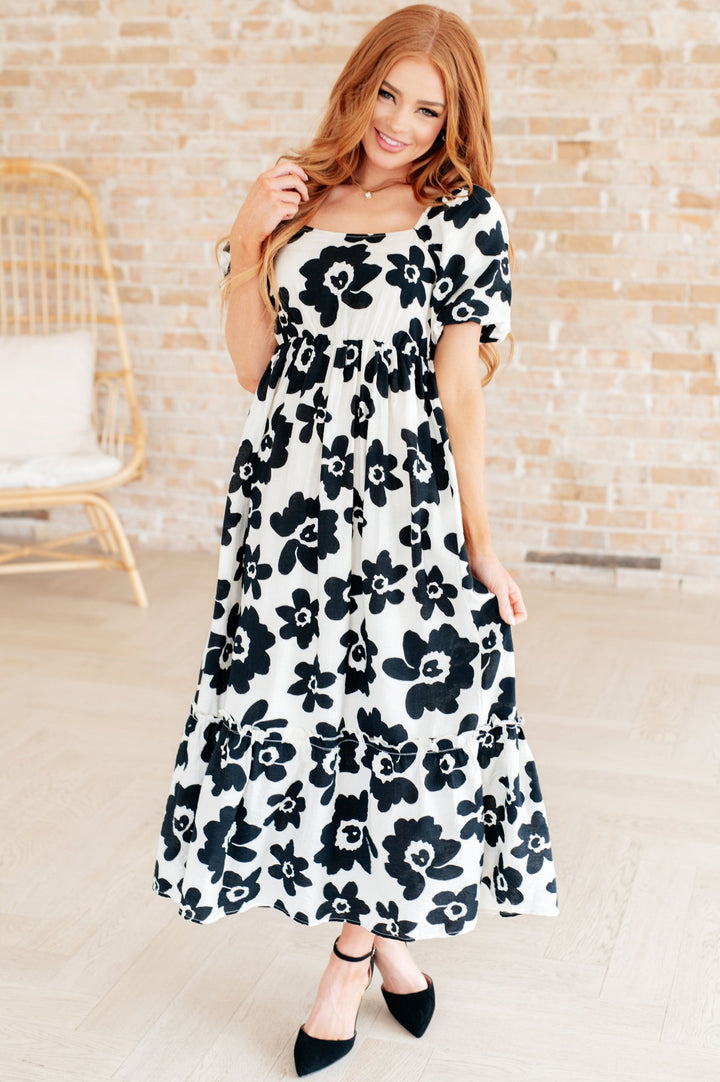 Black and Ivory Floral Maxi Dress - Inspired Eye Boutique