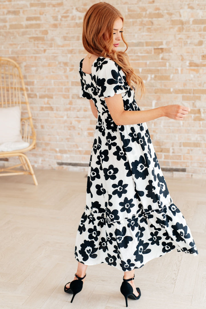 Black and Ivory Floral Maxi Dress - Inspired Eye Boutique