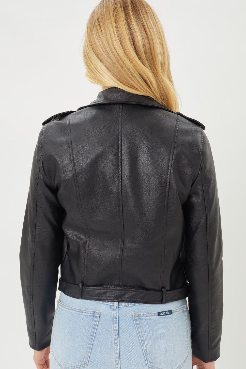 Black Faux Leather Biker Jacket - Inspired Eye Boutique