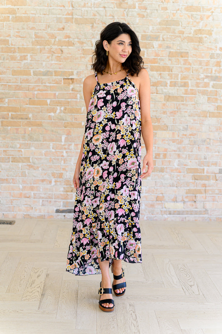 Black Floral Halter Top Dress - Inspired Eye Boutique