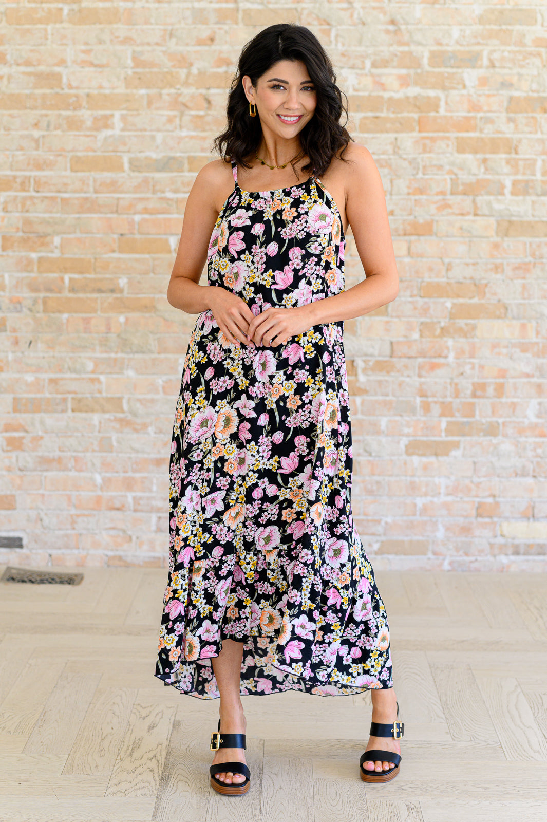 Black Floral Halter Top Dress - Inspired Eye Boutique