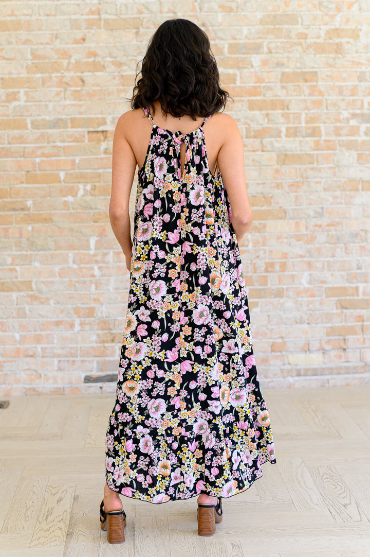 Black Floral Halter Top Dress - Inspired Eye Boutique