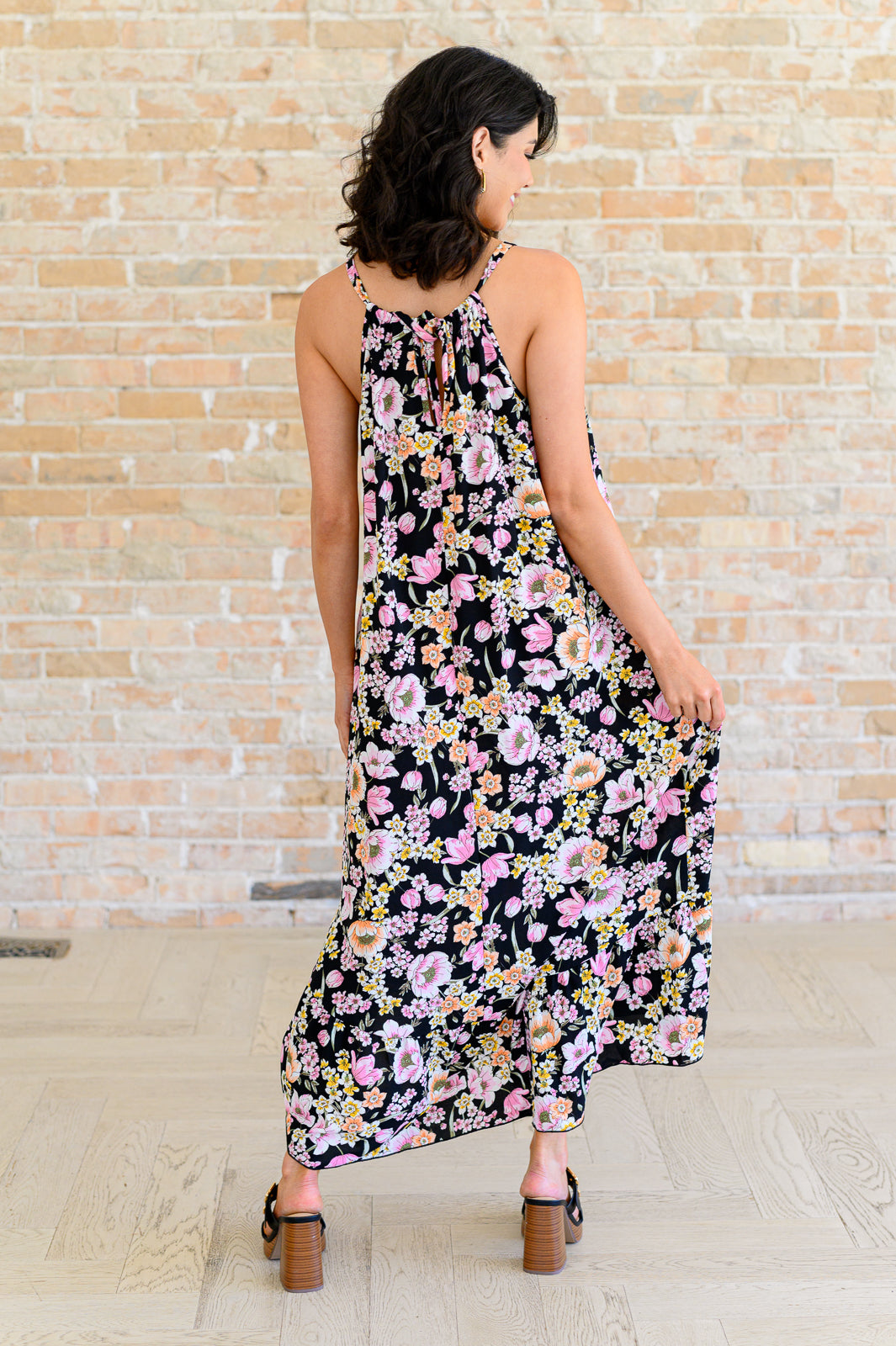 Black Floral Halter Top Dress - Inspired Eye Boutique