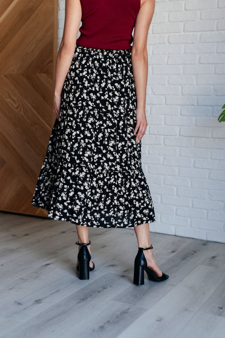 Black Floral Midi Skirt - Inspired Eye Boutique