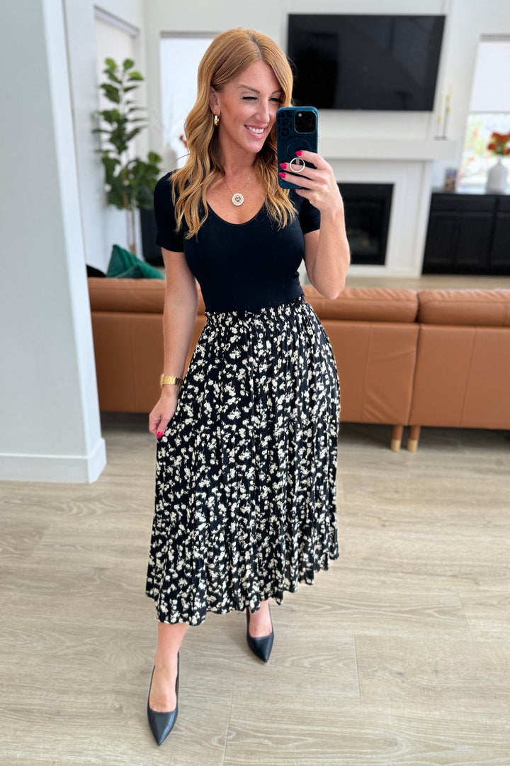 Black Floral Midi Skirt - Inspired Eye Boutique