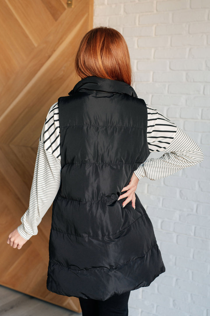 Black Longline Puffer Vest - Inspired Eye Boutique