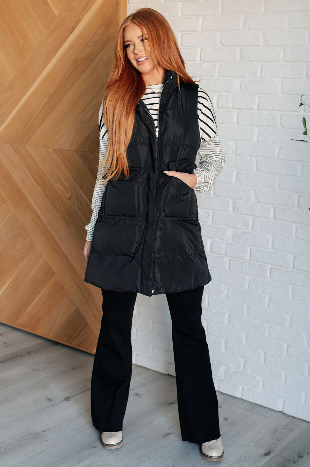 Black Longline Puffer Vest - Inspired Eye Boutique