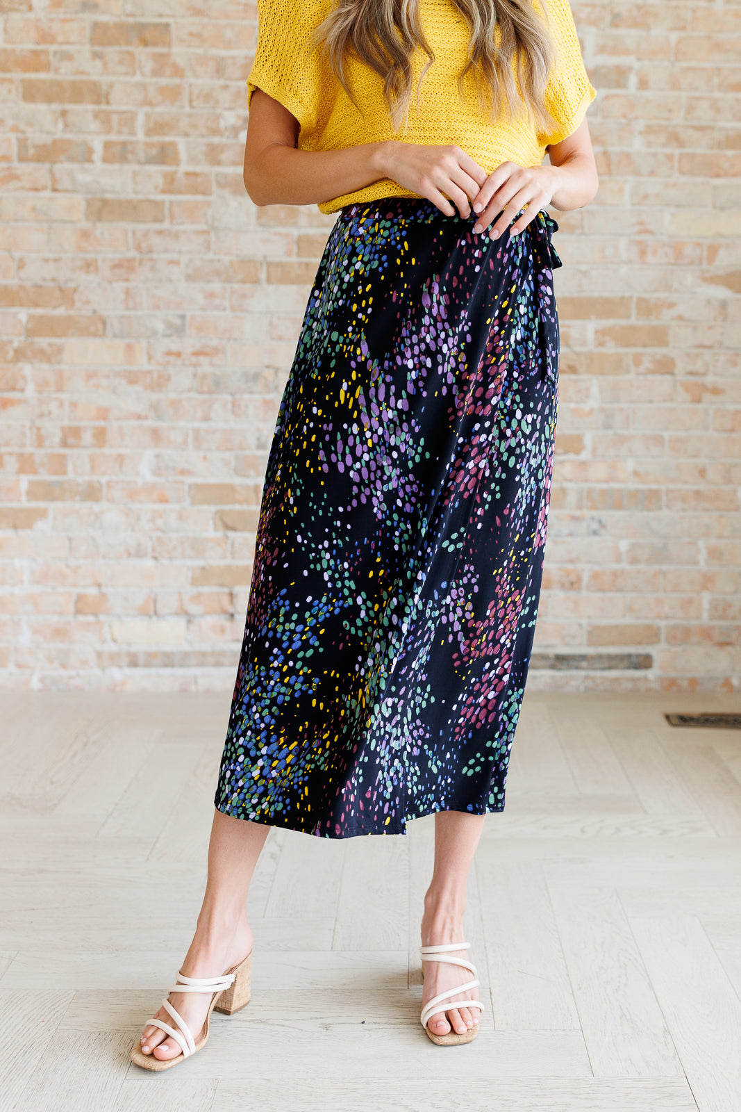 Black Print Wrap Midi Skirt - Inspired Eye Boutique