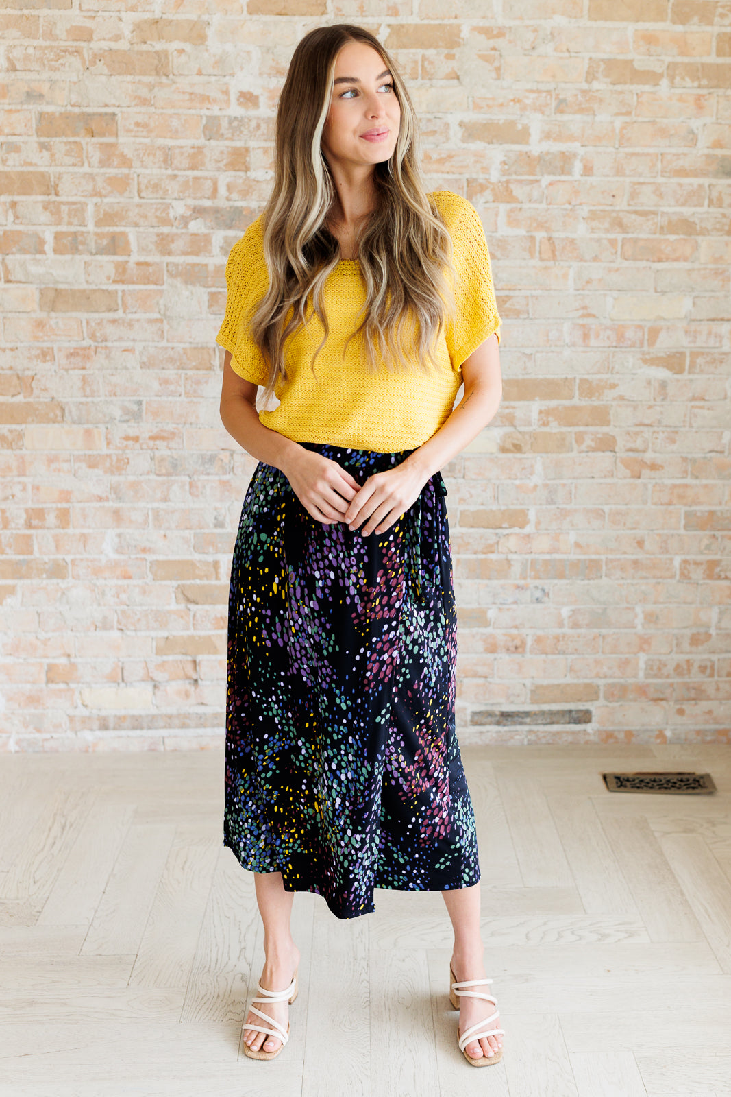 Black Print Wrap Midi Skirt - Inspired Eye Boutique