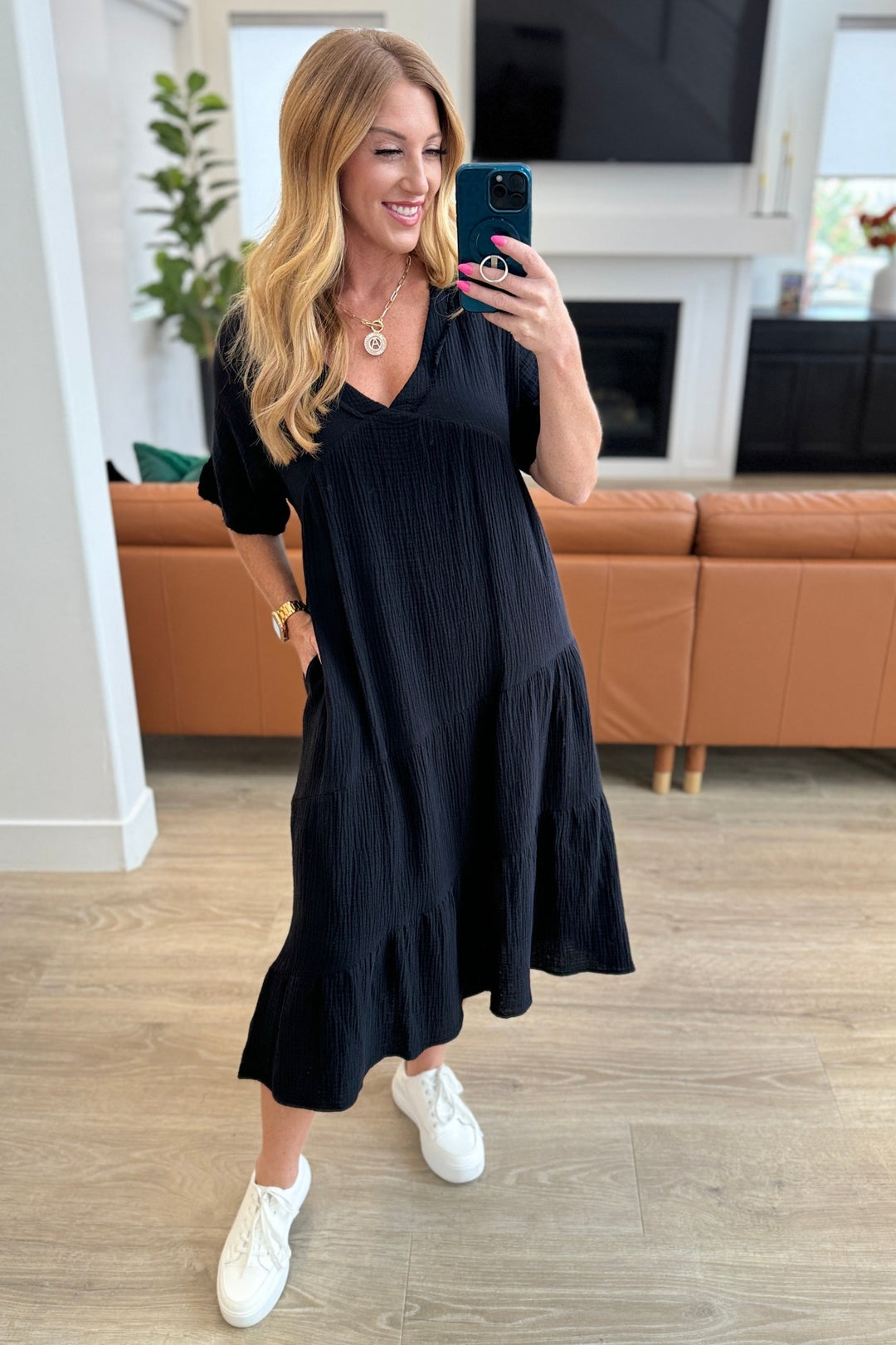 Always Learning Short Sleeve Midi Dress