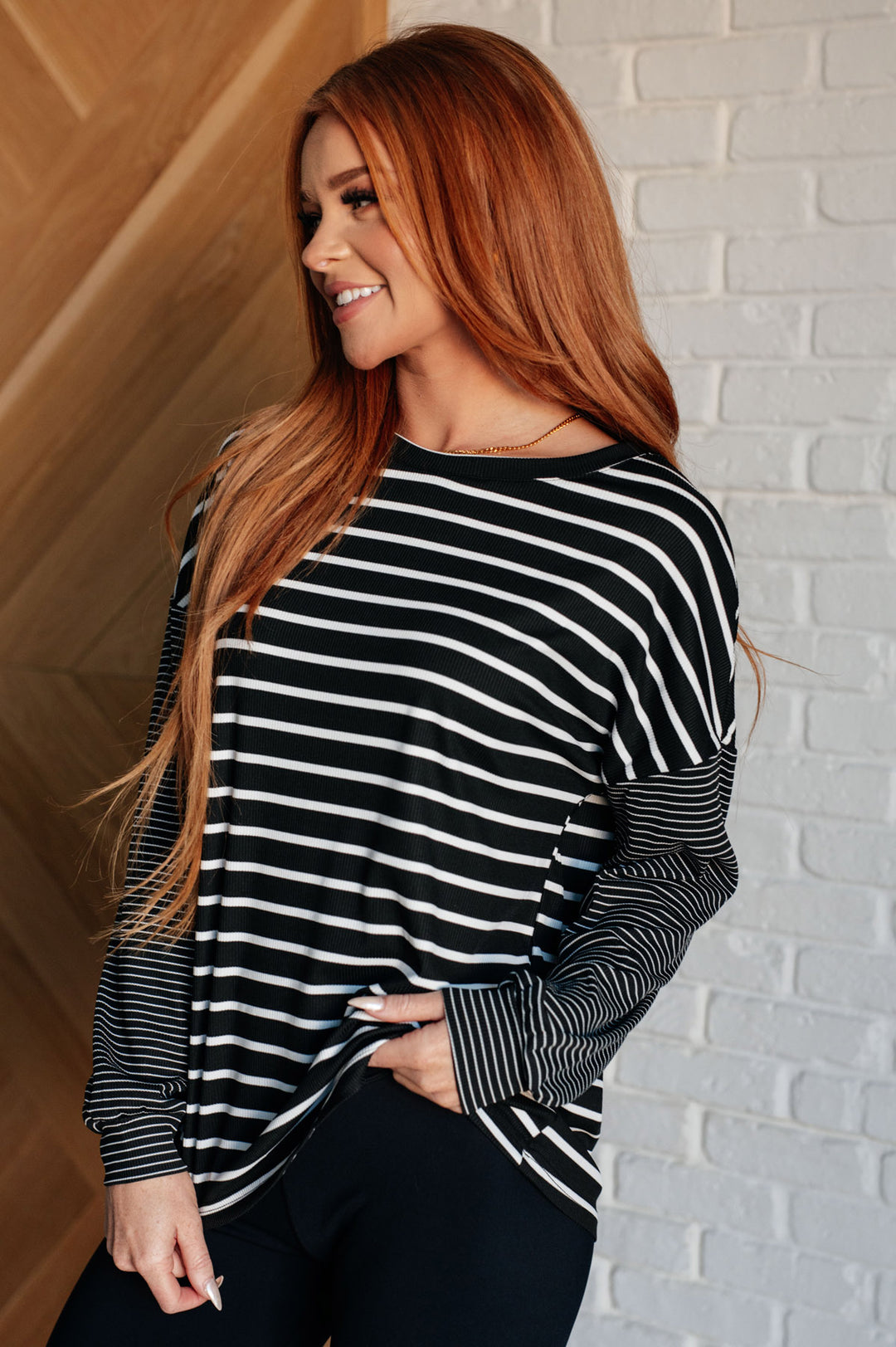 Black Striped Long Sleeve Top - Inspired Eye Boutique