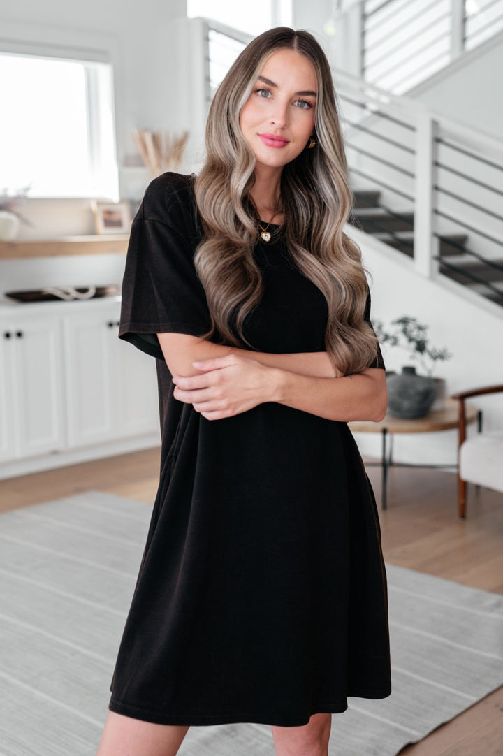 Black T-Shirt Dress With Pockets - Inspired Eye Boutique