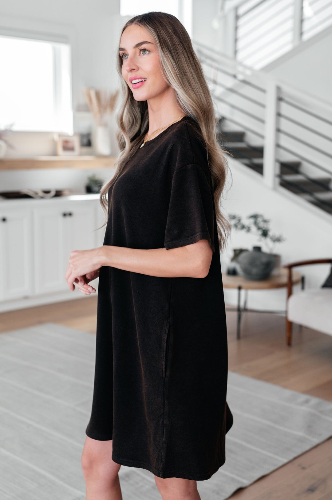 Black T-Shirt Dress With Pockets - Inspired Eye Boutique