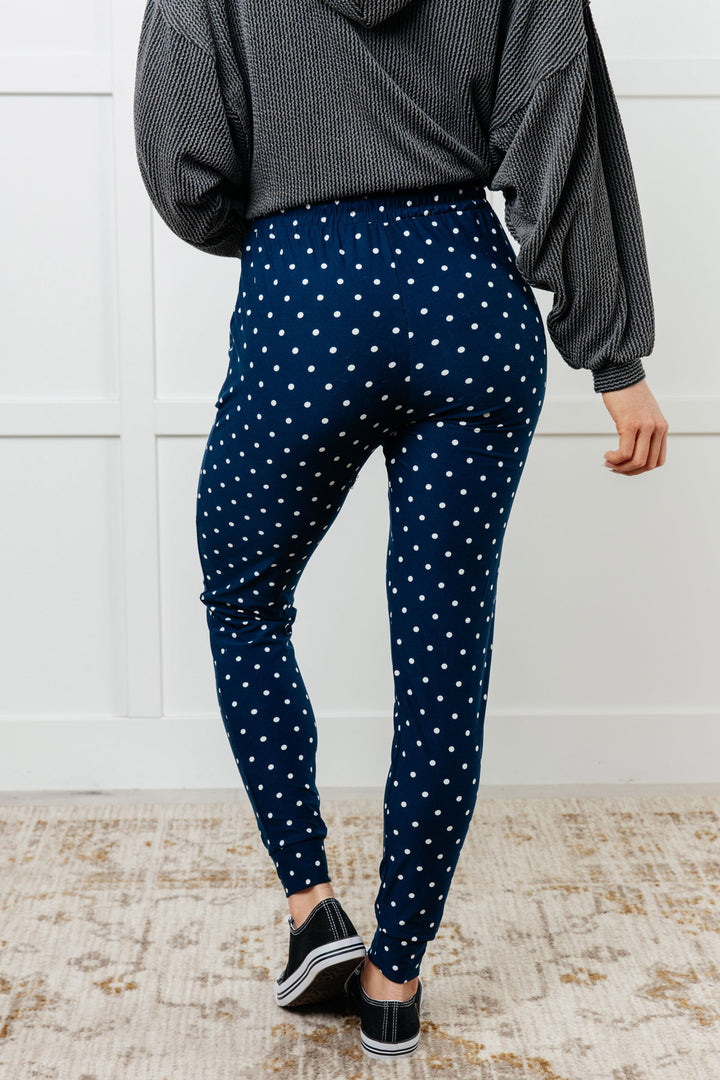 Blue and White Polka Dot Pajama Joggers - Inspired Eye Boutique