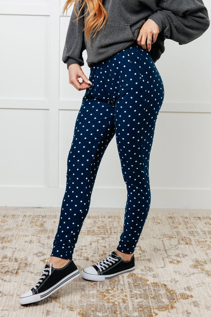 Blue and White Polka Dot Pajama Joggers - Inspired Eye Boutique