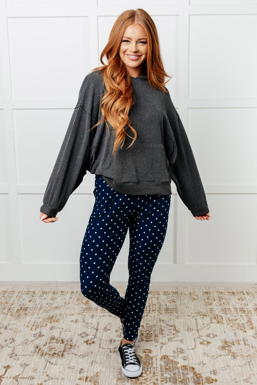 Blue and White Polka Dot Pajama Joggers - Inspired Eye Boutique