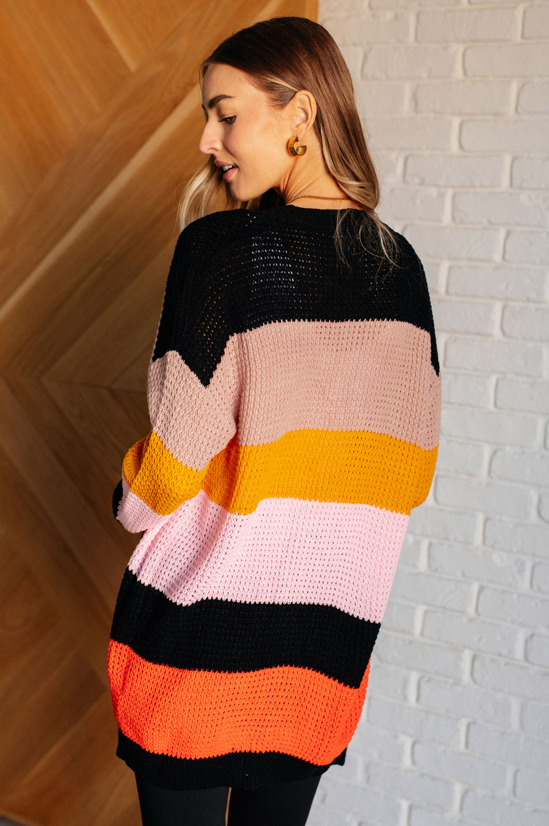 Bold Striped Open Front Cardigan - Inspired Eye Boutique