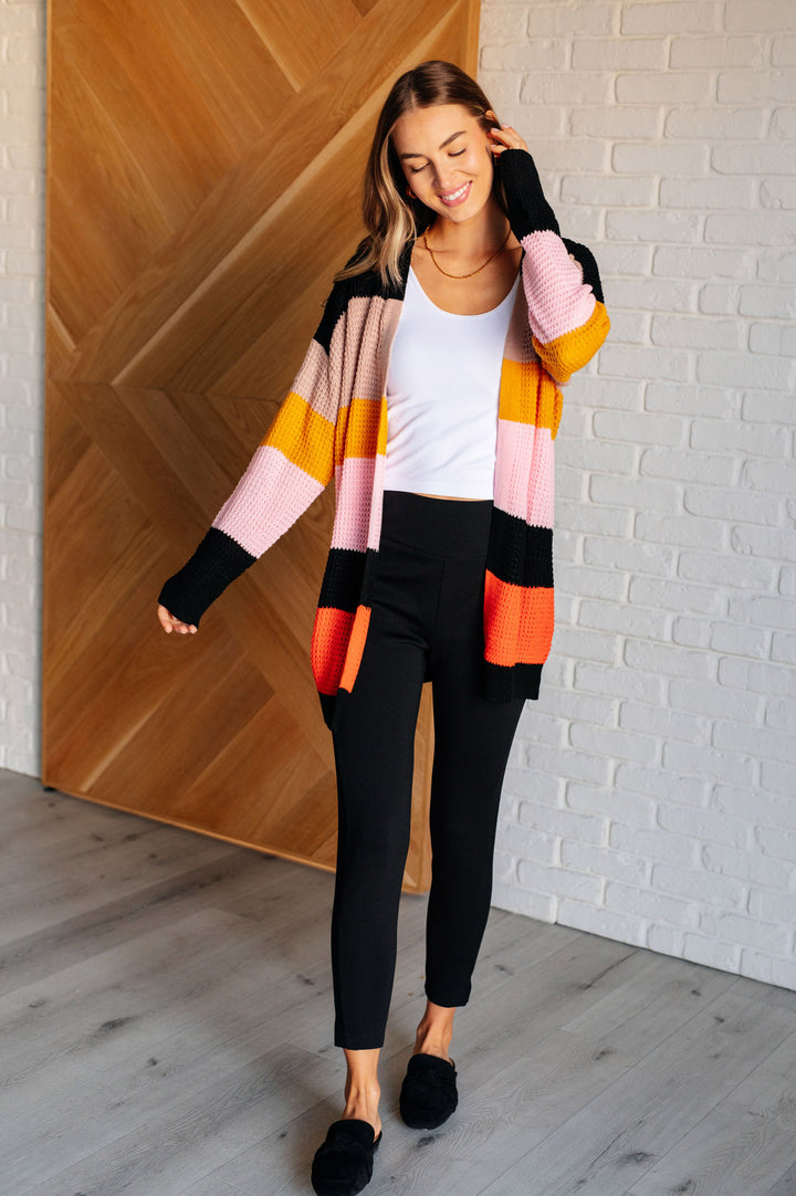 Bold Striped Open Front Cardigan - Inspired Eye Boutique