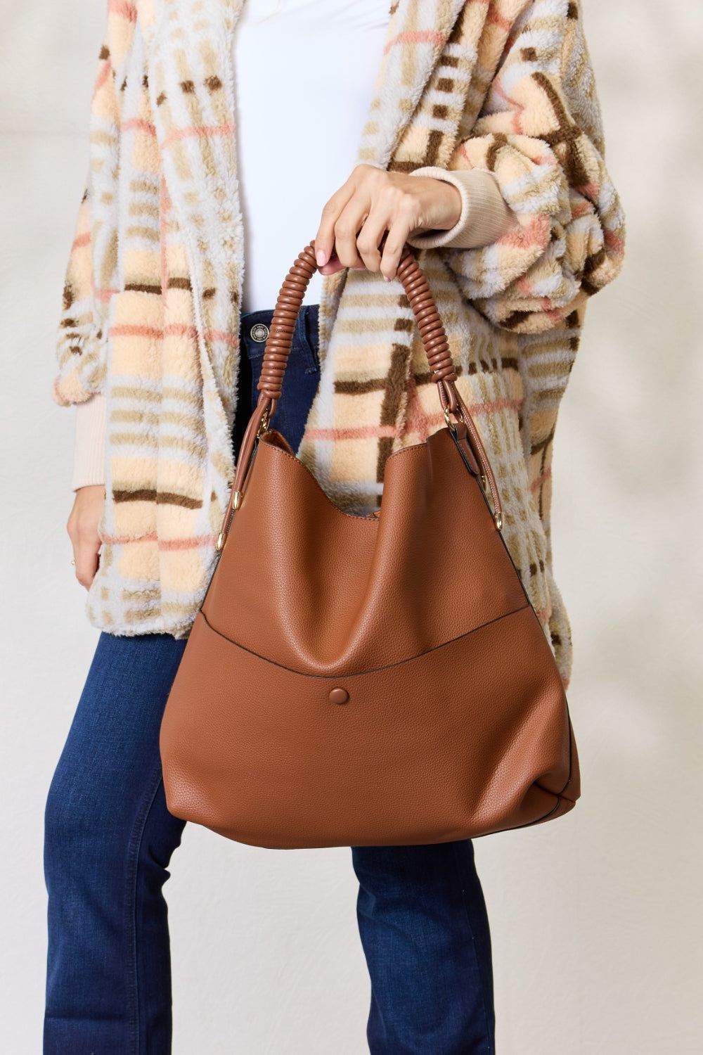 Braided Handle Hobo Handbag - Inspired Eye Boutique