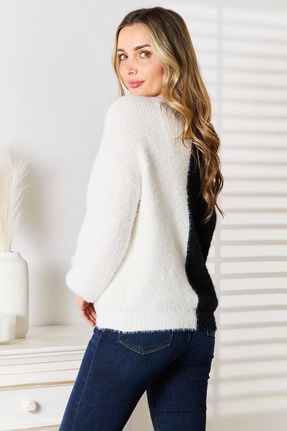 Black and White Color Block Cardigan - Inspired Eye Boutique