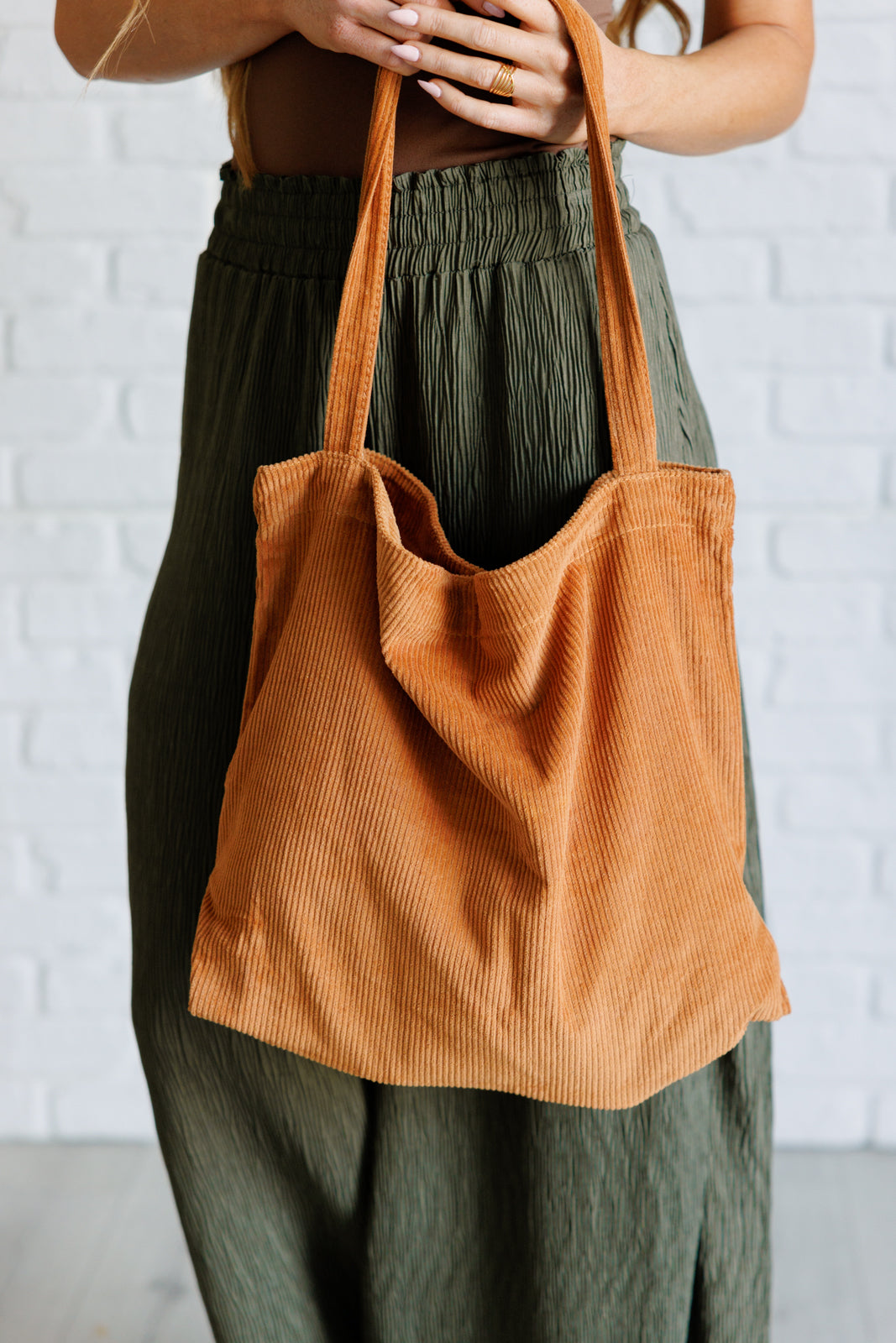 Brown Corduroy Tote Bag - Inspired Eye Boutique