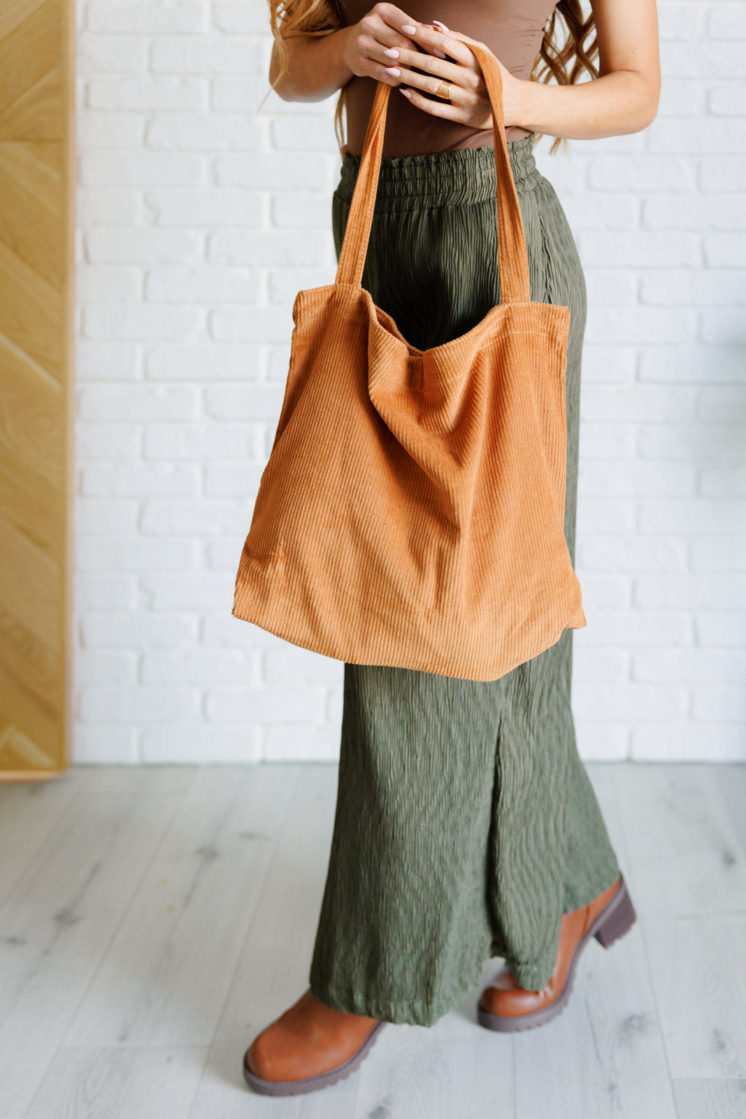 Brown Corduroy Tote Bag - Inspired Eye Boutique