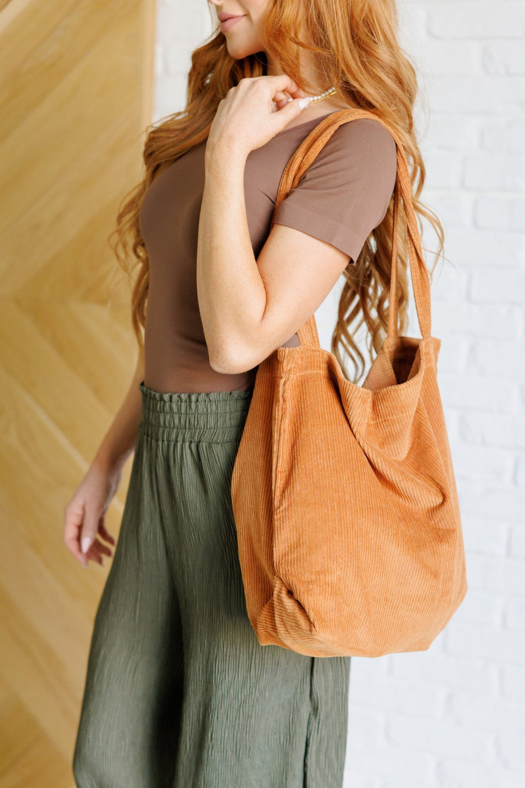 Brown Corduroy Tote Bag - Inspired Eye Boutique