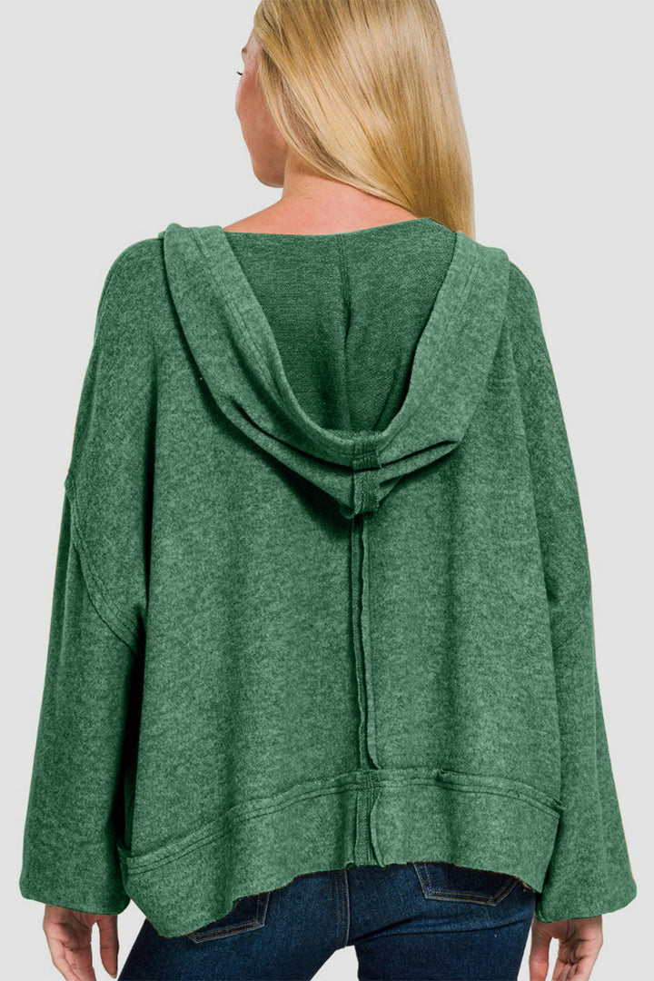 Zenana - Oversized Brushed Hacci Hoodie - Dk Green