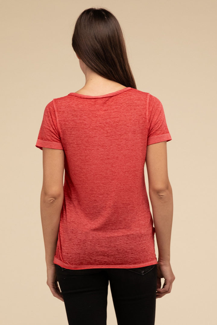 Zenana - Short Sleeve Burnout Tee