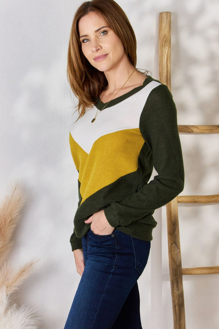 Color Block Chevron Top - Yellow and Green - Inspired Eye Boutique