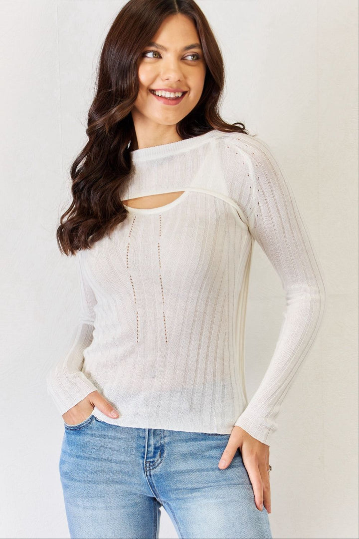 Long Sleeve Cutout Top - Inspired Eye Boutique