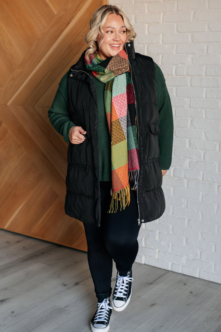 Checkered Fringe Scarf - Berry - Inspired Eye Boutique