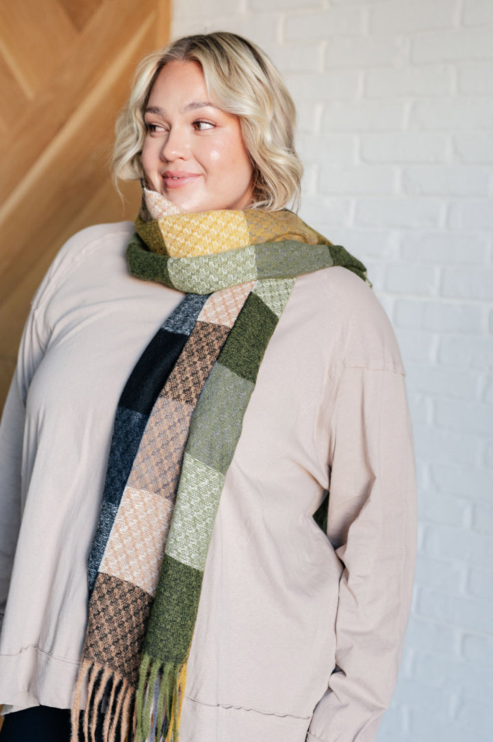 Checkered Fringe Scarf - Green - Inspired Eye Boutique