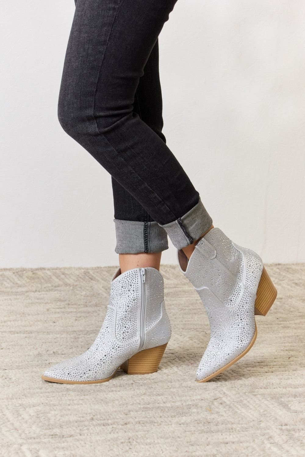 Clear Rhinestone Cowgirl Booties - Inspired Eye Boutique
