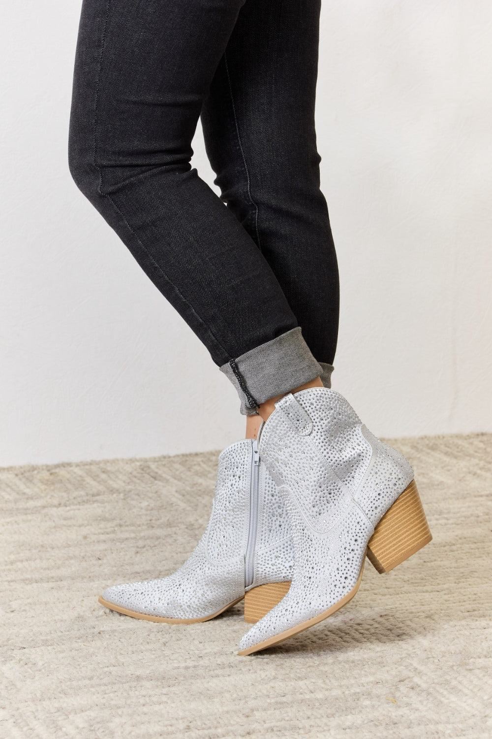 Clear Rhinestone Cowgirl Booties - Inspired Eye Boutique