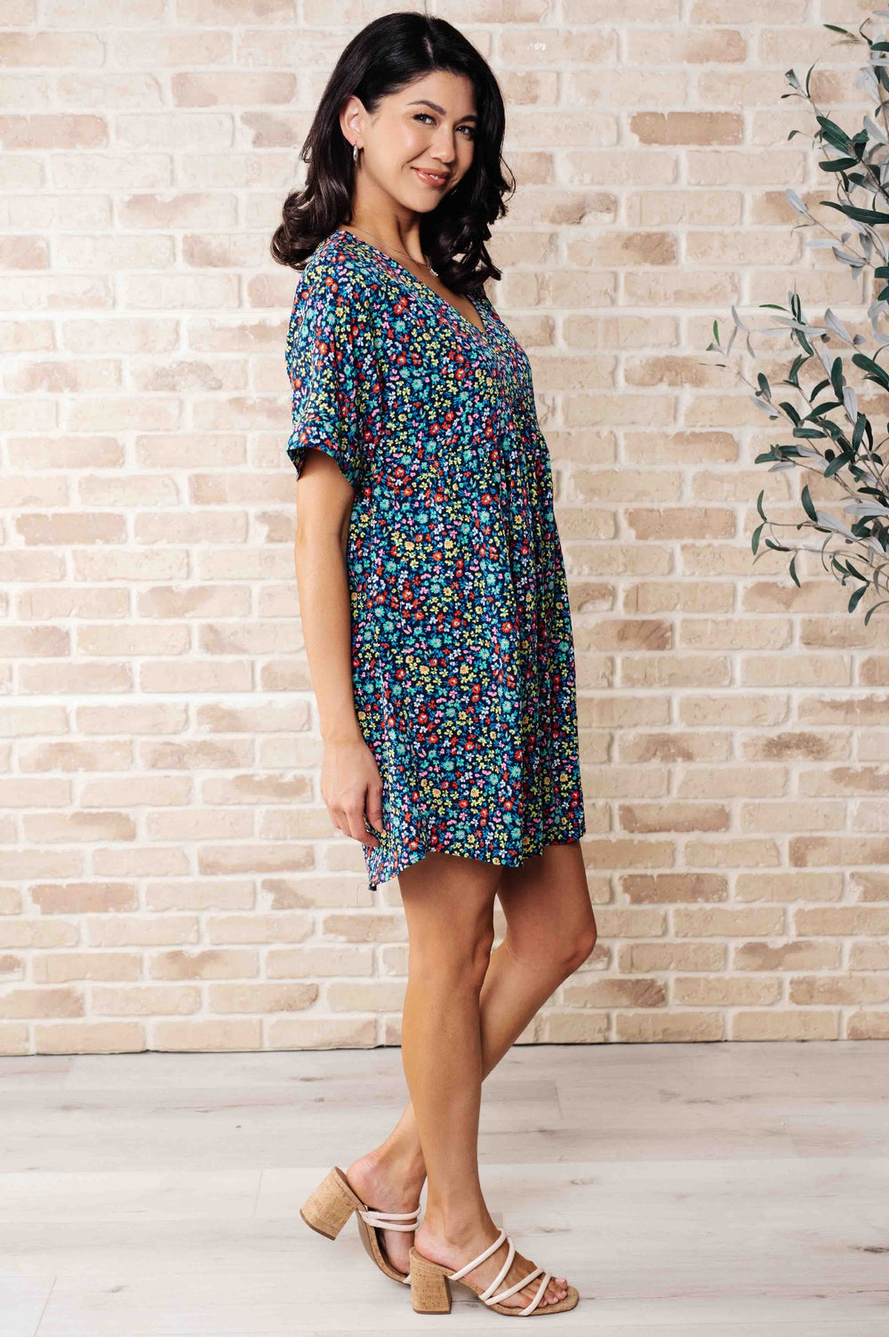 Colorful Floral Short Sleeve Mini Dress - Inspired Eye Boutique