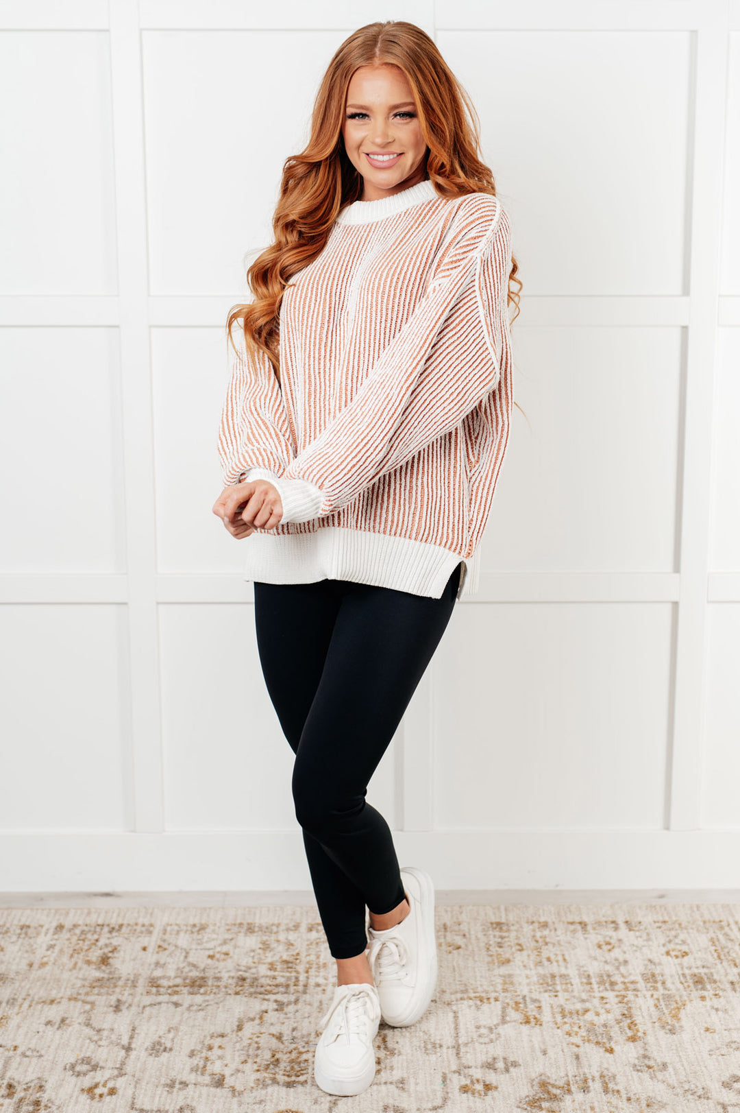 Contrast Trim Pullover Sweater - Camel - Inspired Eye Boutique