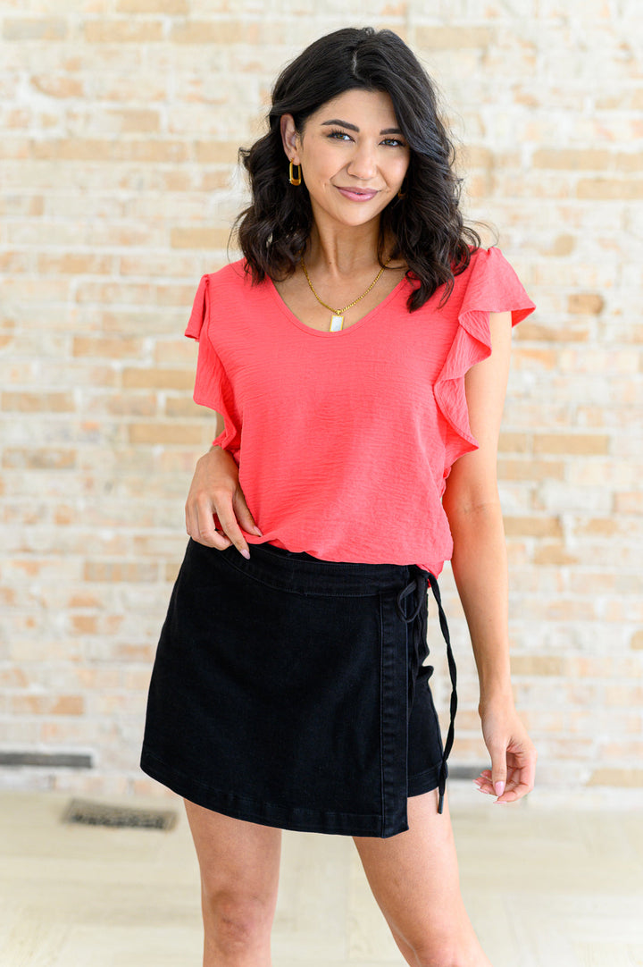 Coral Ruffle Sleeve Blouse Top - Inspired Eye Boutique