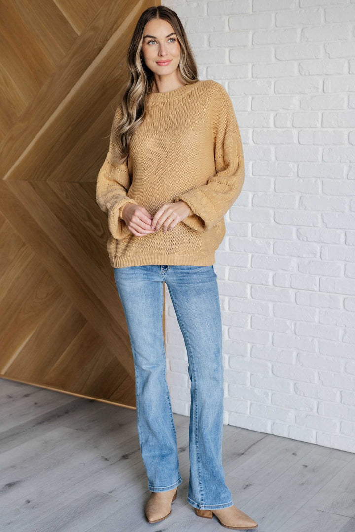 Crew Neck Balloon Sleeve Knit Sweater - Inspired Eye Boutique