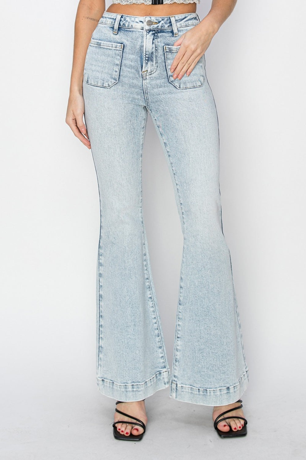 RISEN - High Rise Bell Bottom Acid Wash Jeans - Inspired Eye Boutique