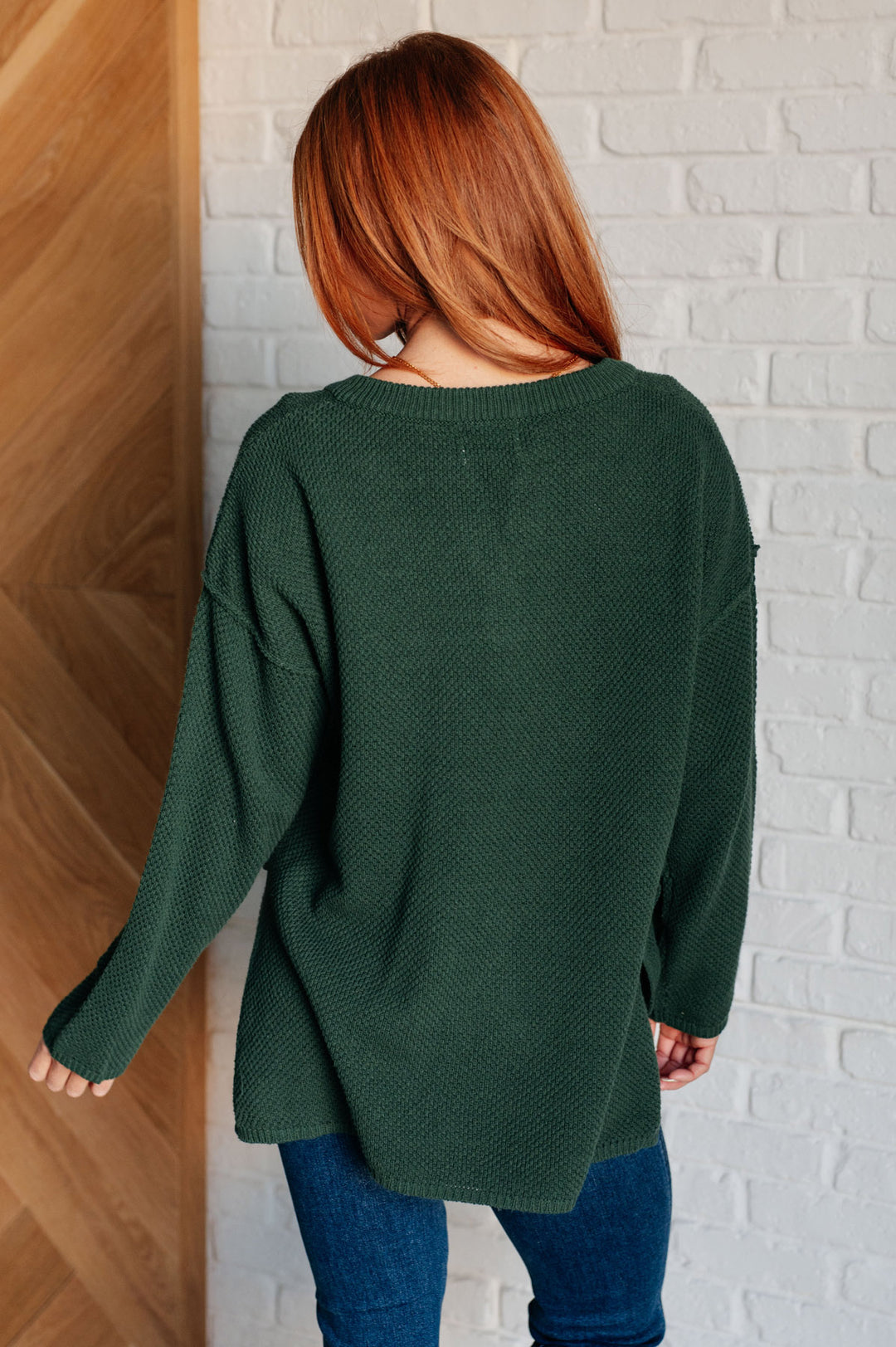 Dark Green Long Sleeve Henley Sweater - Inspired Eye Boutique