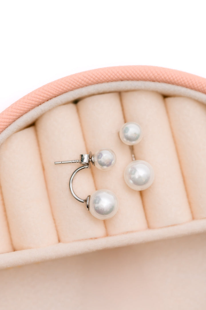 Double Pearl Silver Stud Earrings - Inspired Eye Boutique