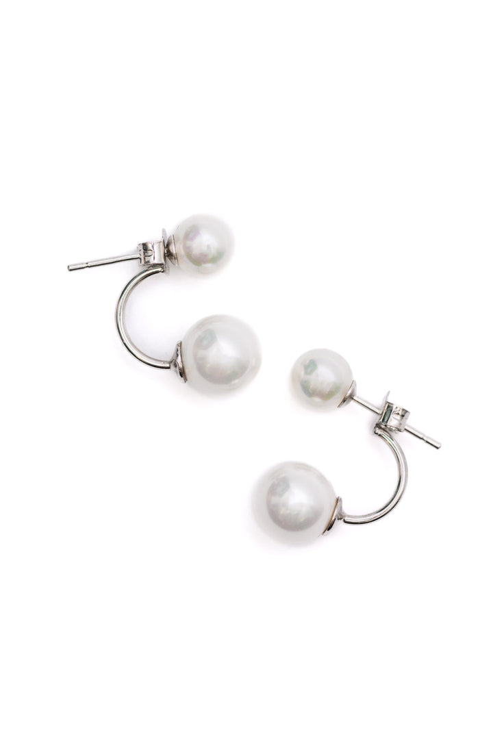 Double Pearl Silver Stud Earrings - Inspired Eye Boutique