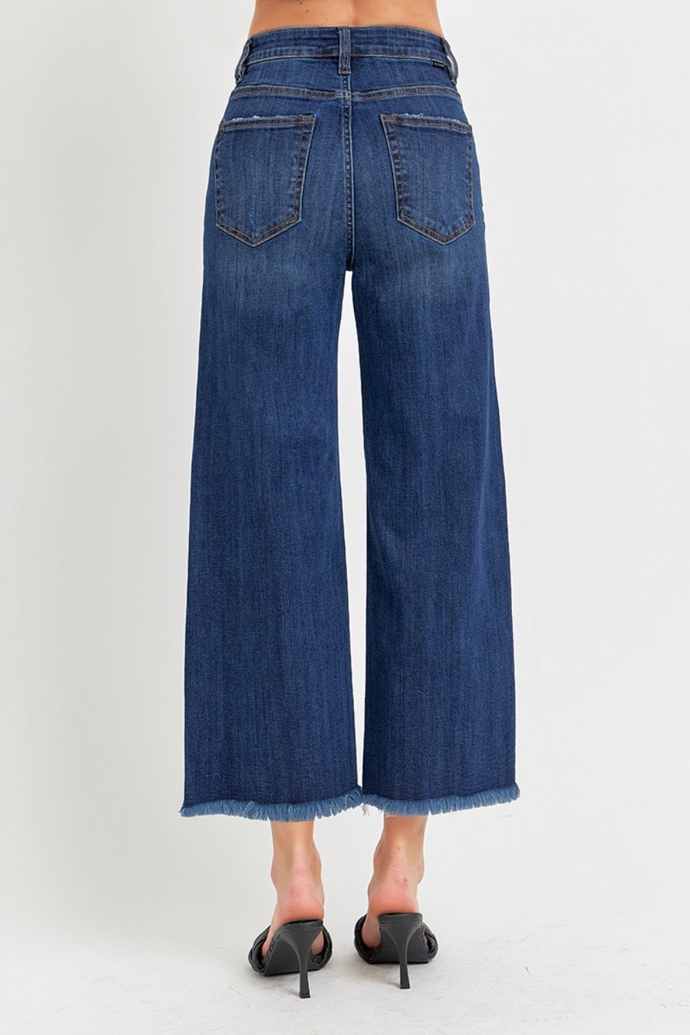 RISEN Wide Leg Cropped Dark Wash Jeans - High Waist - Inspired Eye Boutique