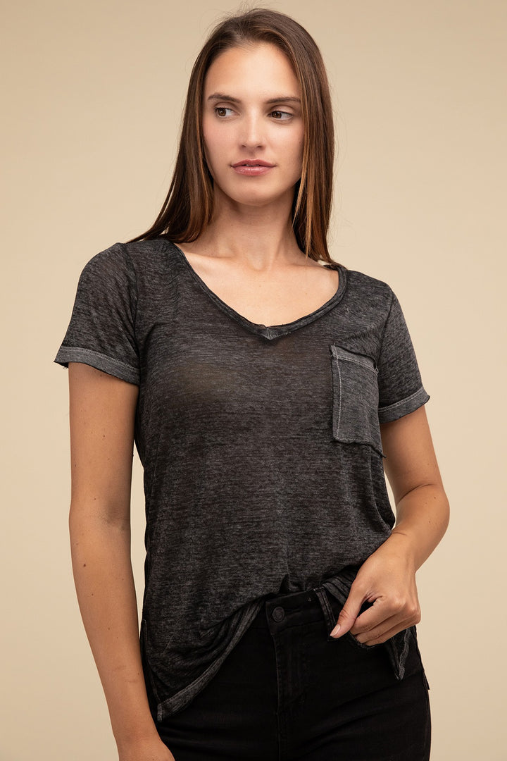 Zenana - Short Sleeve Burnout Tee